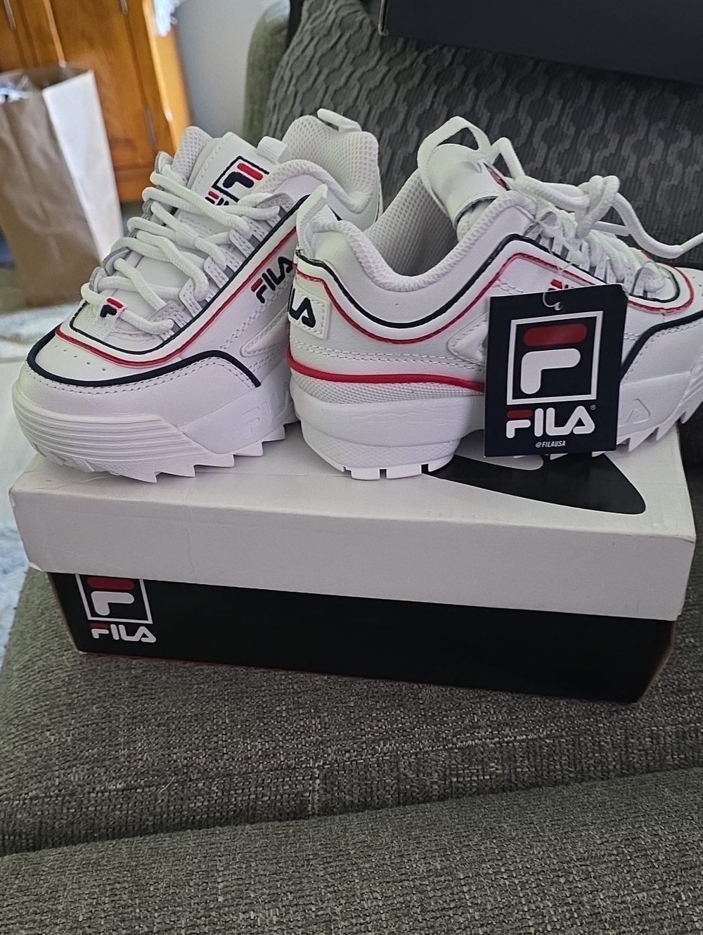 Fila Disruptor II  Sneakers with Navy and Red Accents